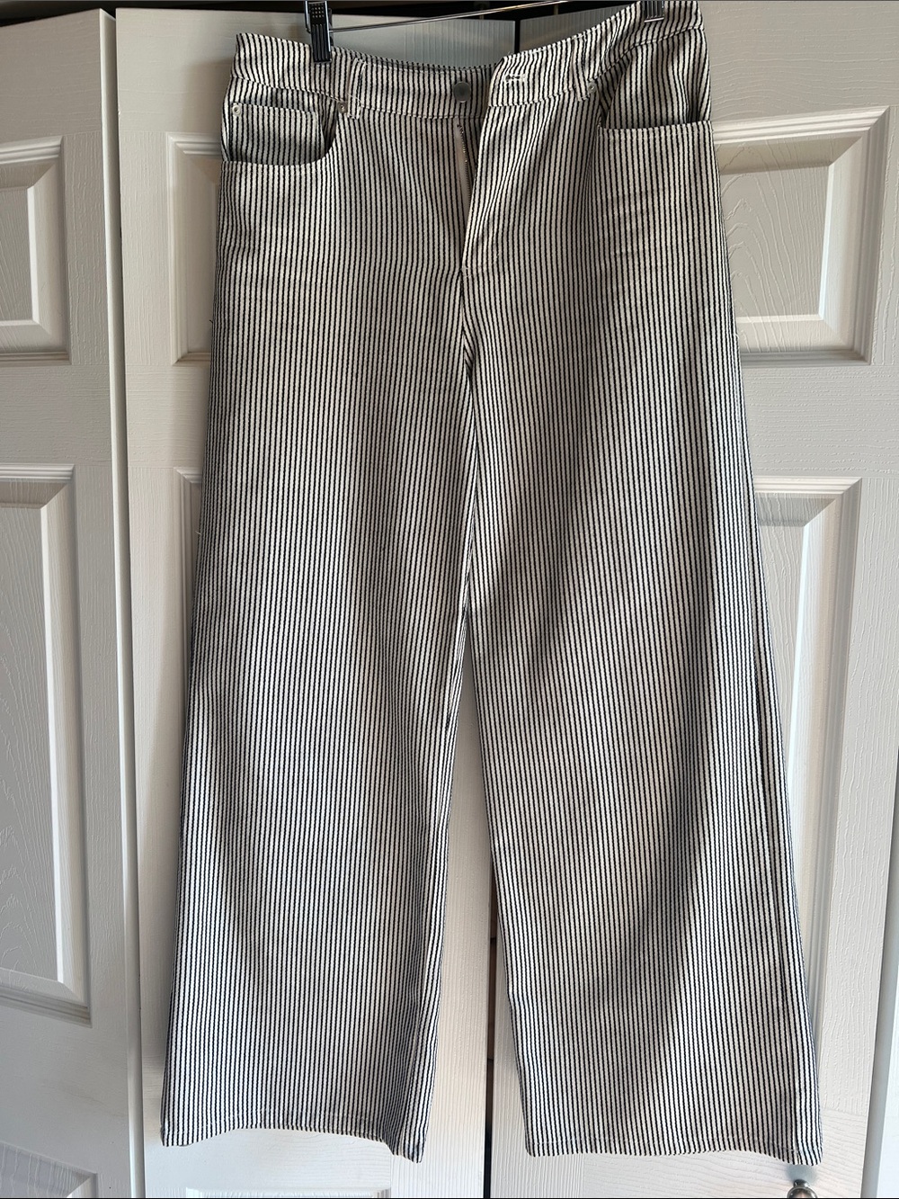 Vici Black and White Striped Wide Leg Jeans